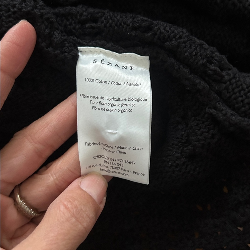 Sézane Martie Cardigan XS Black | NWT | Sold Out | Organic Cotton - Picture 12 of 15